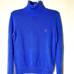 Ralph Lauren turtleneck sweater blue with red pony